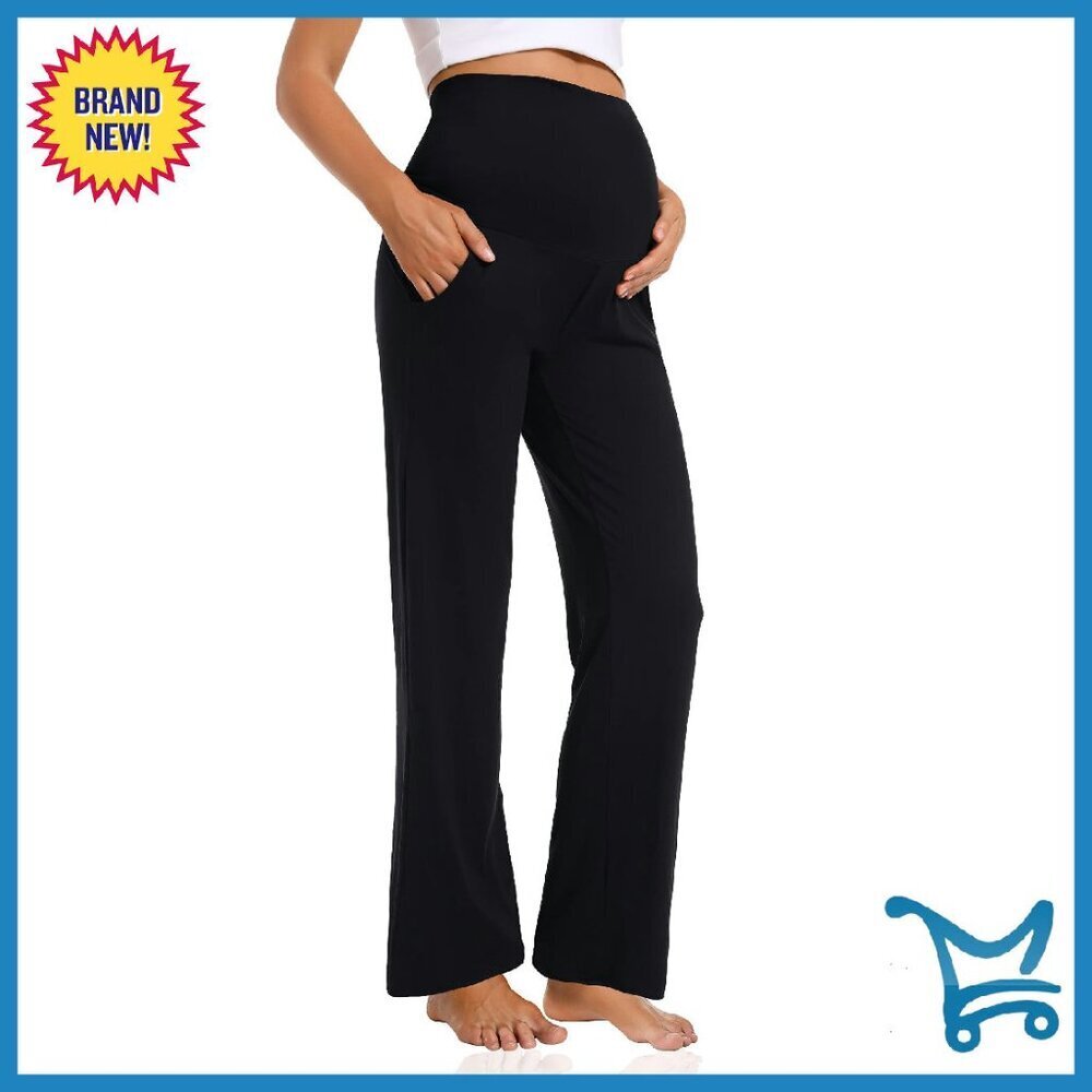 Maternity Wide Leg Lounge Pants with Pockets Soft Stretchy Fabric